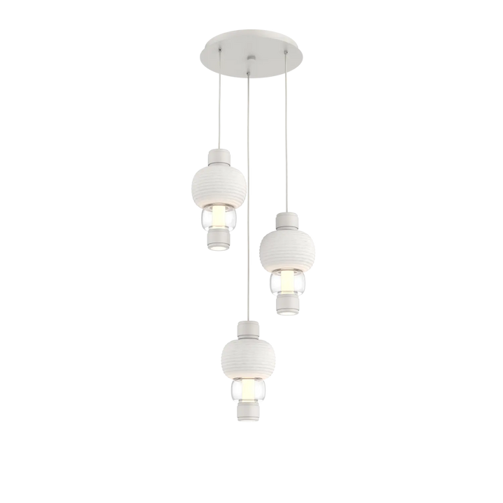 Hammerton Studio Torno Mandrel Multi-Pendant Chandelier Salt White / 3-Piece / Clear / Chalk Ceramic