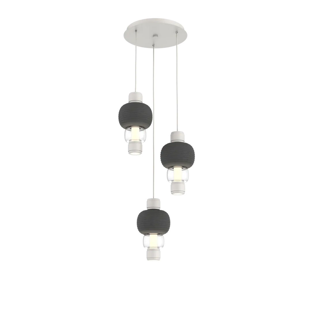 Hammerton Studio Torno Mandrel Multi-Pendant Chandelier Salt White / 3-Piece / Clear / Charcoal Ceramic