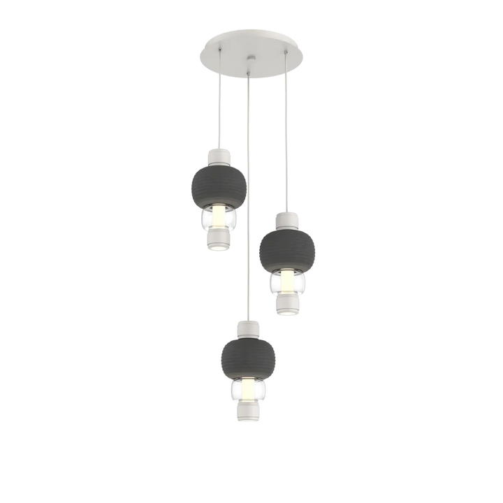Hammerton Studio Torno Mandrel Multi-Pendant Chandelier Salt White / 3-Piece / Clear / Charcoal Ceramic