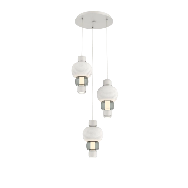 Hammerton Studio Torno Mandrel Multi-Pendant Chandelier Salt White / 3-Piece / Smoke / Chalk Ceramic