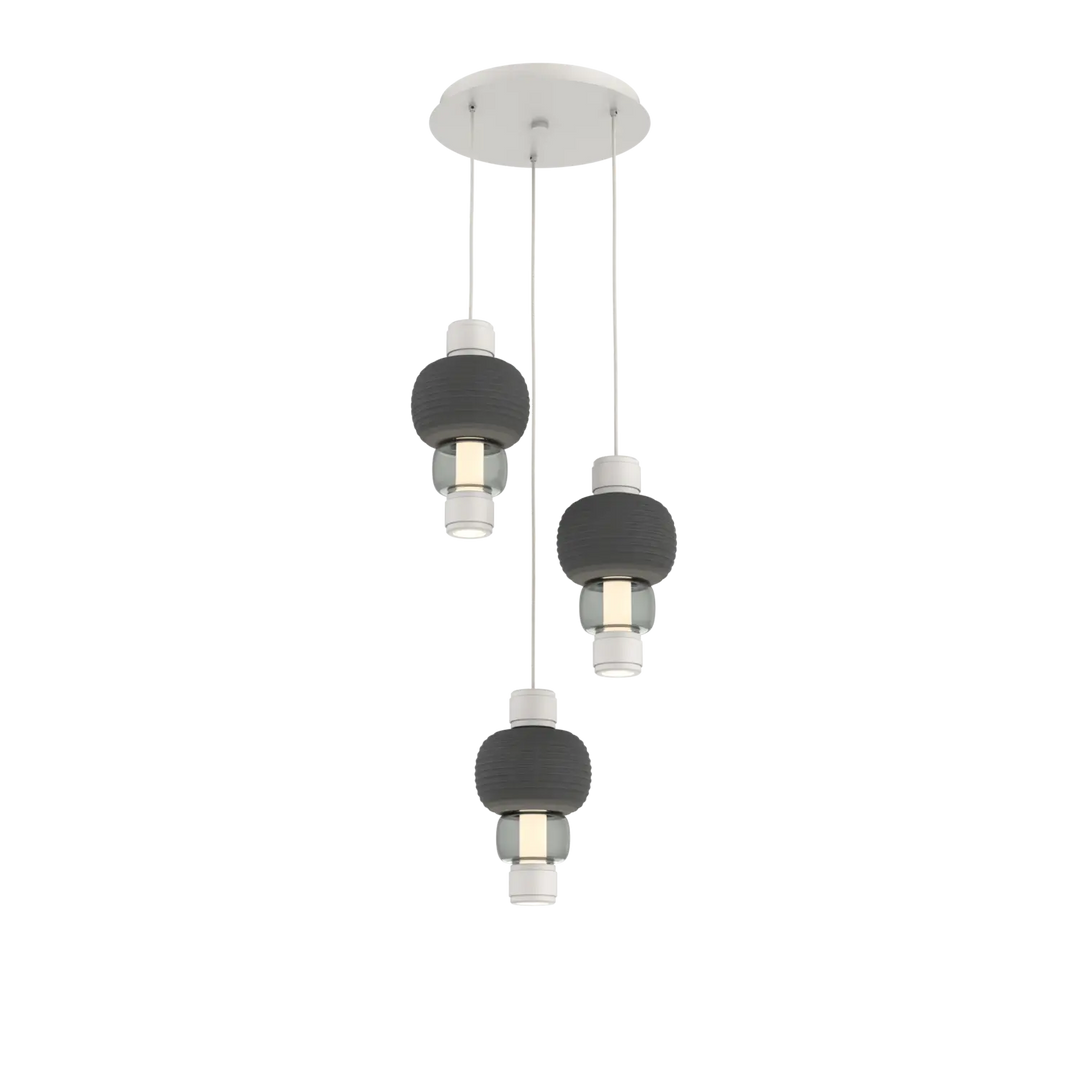 Hammerton Studio Torno Mandrel Multi-Pendant Chandelier Salt White / 3-Piece / Smoke / Charcoal Ceramic
