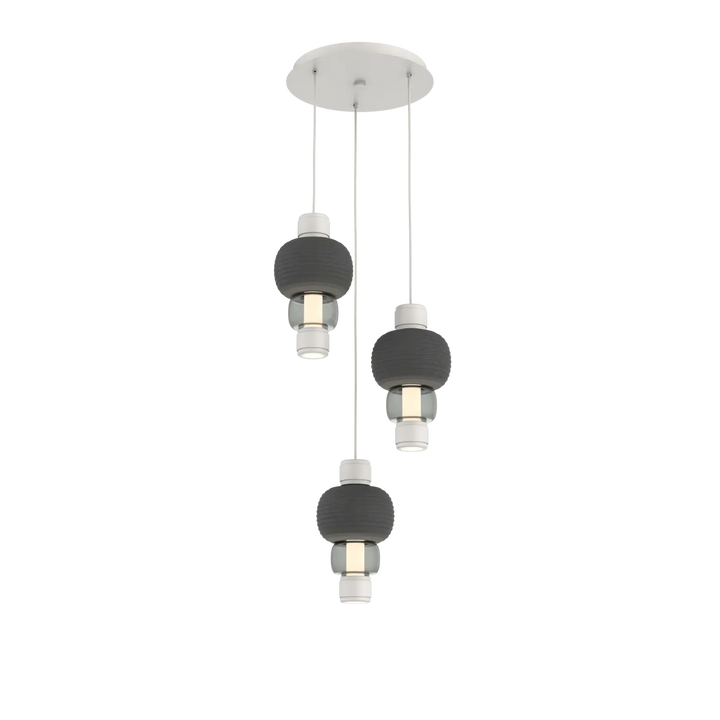 Hammerton Studio Torno Mandrel Multi-Pendant Chandelier Salt White / 3-Piece / Smoke / Charcoal Ceramic