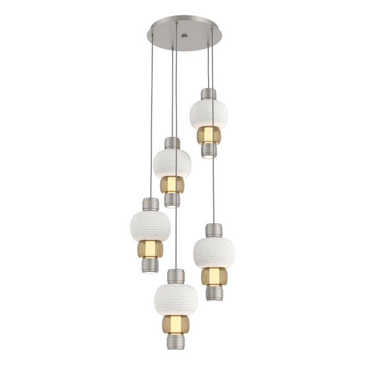Hammerton Studio Torno Mandrel Multi-Pendant Chandelier Beige Silver / 5-Piece / Bronze / Chalk Ceramic