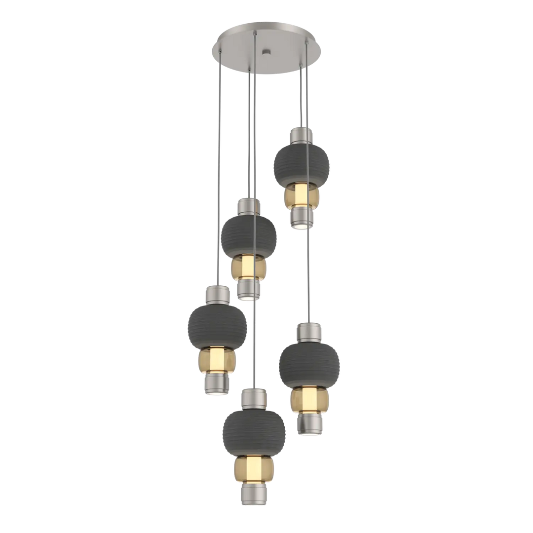 Hammerton Studio Torno Mandrel Multi-Pendant Chandelier Beige Silver / 5-Piece / Bronze / Charcoal Ceramic
