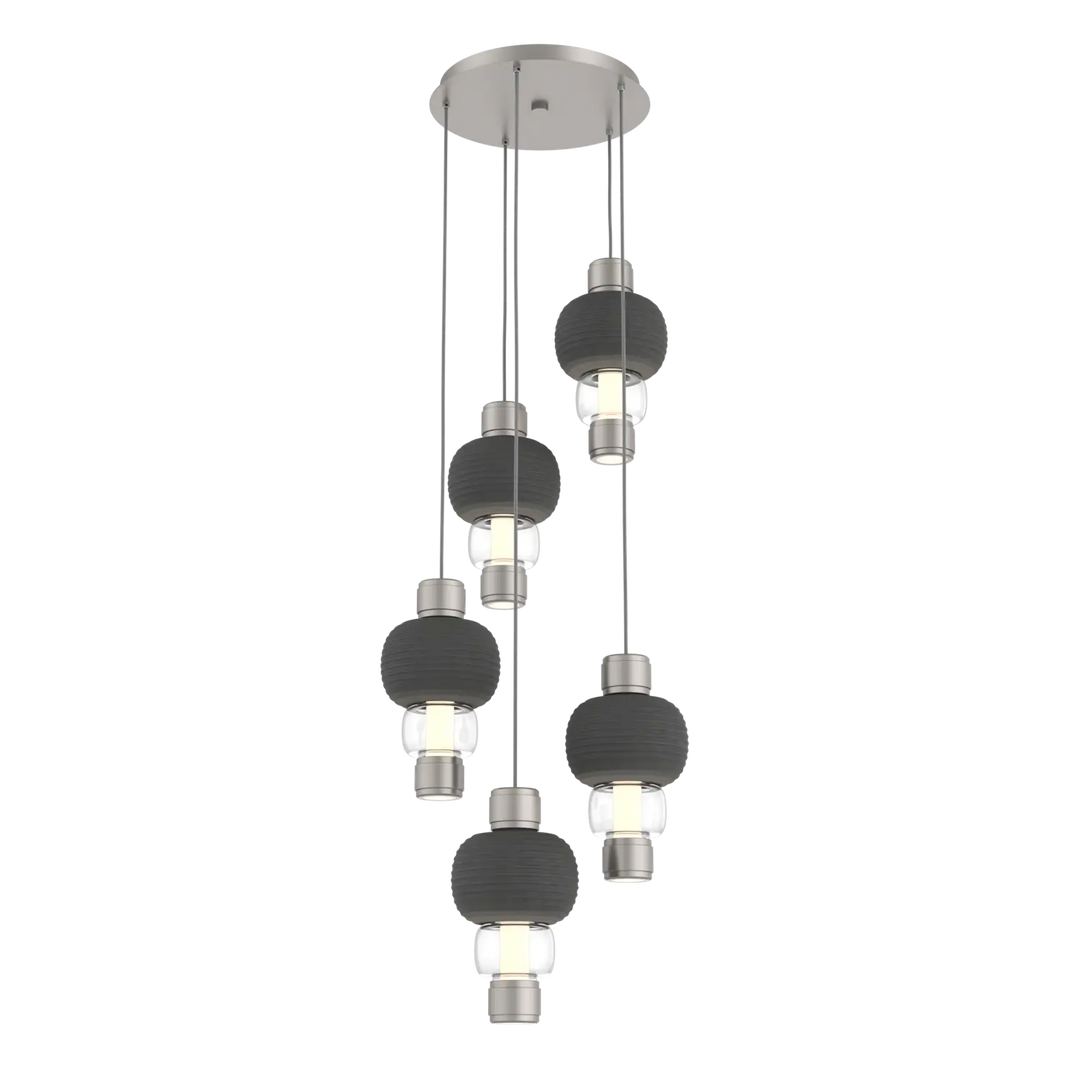 Hammerton Studio Torno Mandrel Multi-Pendant Chandelier Beige Silver / 5-Piece / Clear / Charcoal Ceramic