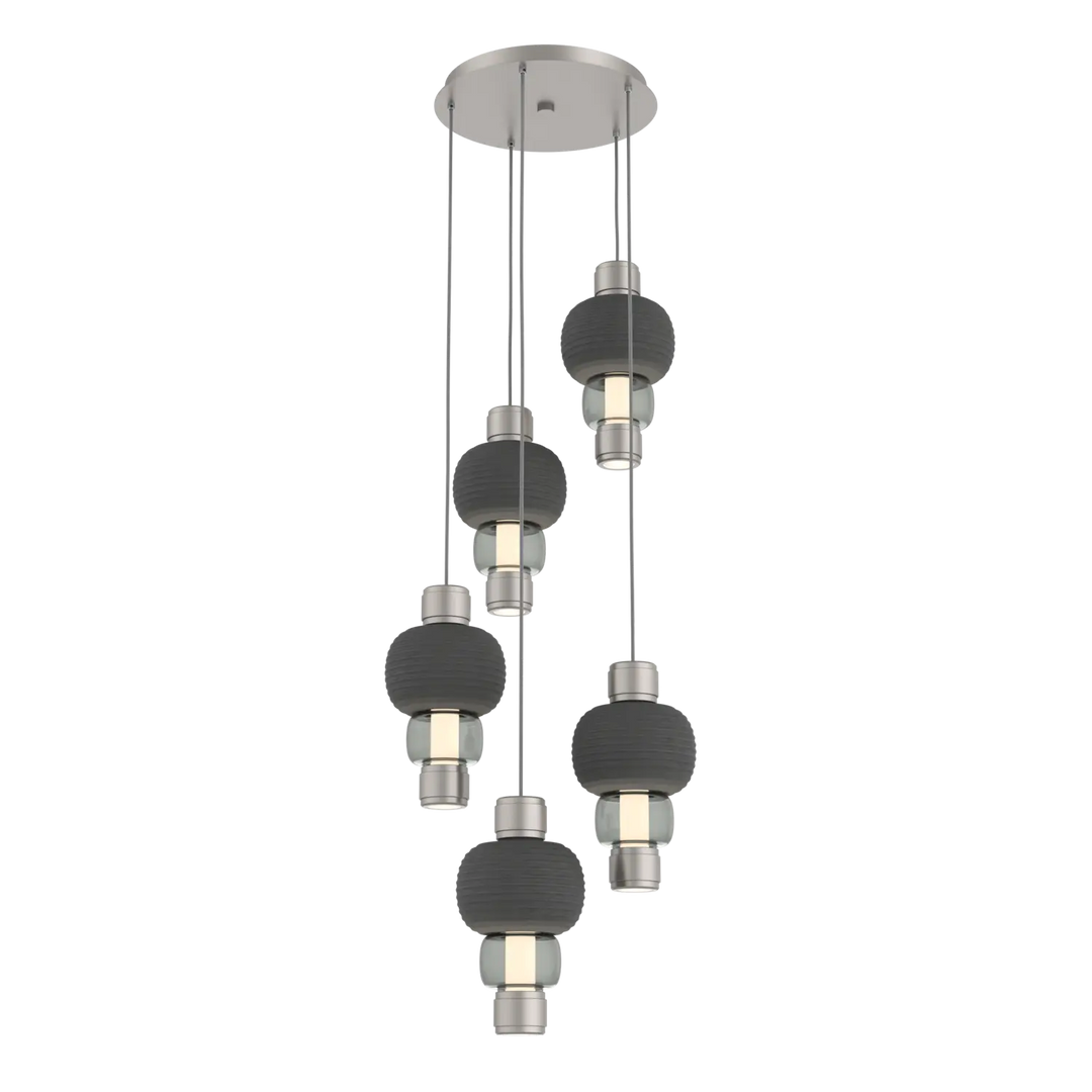 Hammerton Studio Torno Mandrel Multi-Pendant Chandelier Beige Silver / 5-Piece / Smoke / Charcoal Ceramic