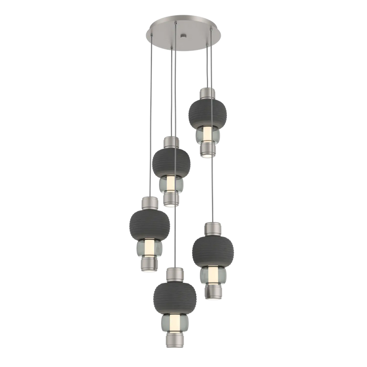 Hammerton Studio Torno Mandrel Multi-Pendant Chandelier Beige Silver / 5-Piece / Smoke / Charcoal Ceramic