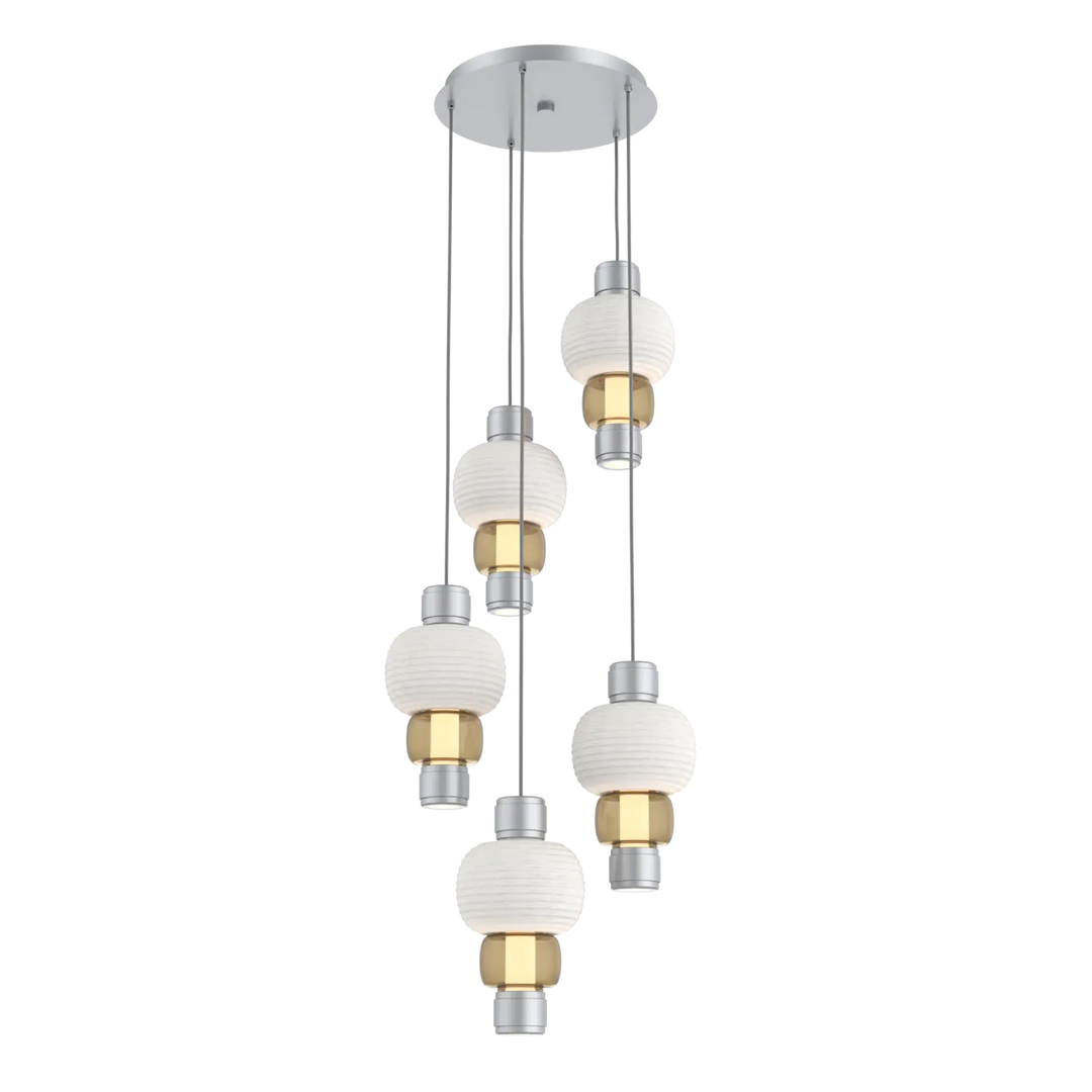 Hammerton Studio Torno Mandrel Multi-Pendant Chandelier Classic Silver / 5-Piece / Bronze / Chalk Ceramic