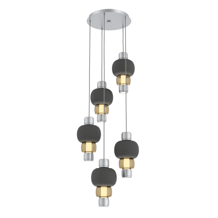 Hammerton Studio Torno Mandrel Multi-Pendant Chandelier Classic Silver / 5-Piece / Bronze / Charcoal Ceramic