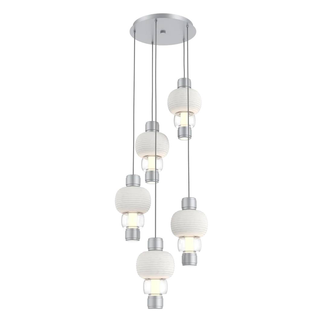 Hammerton Studio Torno Mandrel Multi-Pendant Chandelier Classic Silver / 5-Piece / Clear / Chalk Ceramic