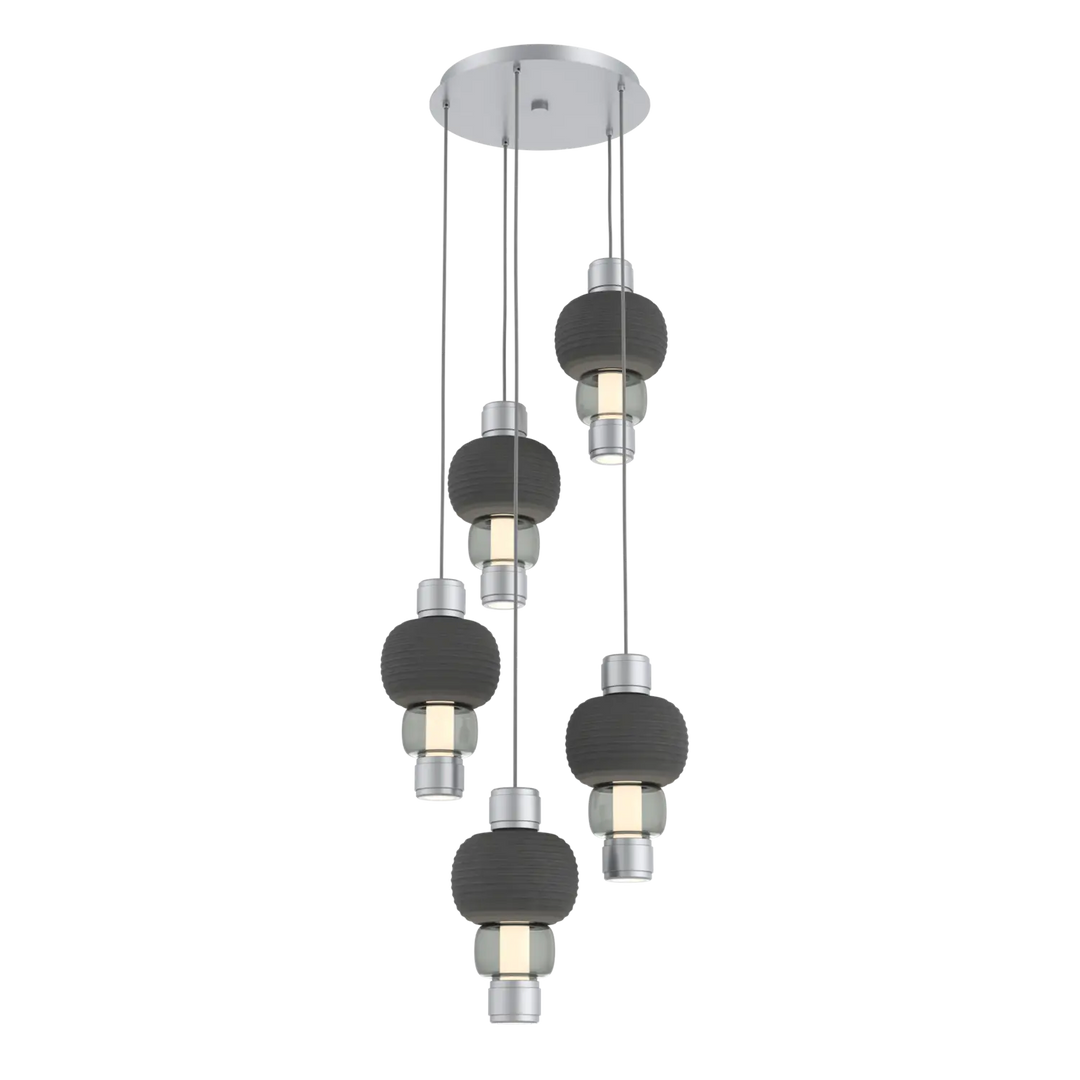 Hammerton Studio Torno Mandrel Multi-Pendant Chandelier Classic Silver / 5-Piece / Smoke / Charcoal Ceramic