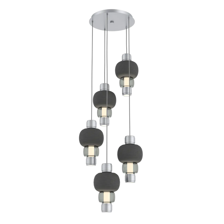 Hammerton Studio Torno Mandrel Multi-Pendant Chandelier Classic Silver / 5-Piece / Smoke / Charcoal Ceramic