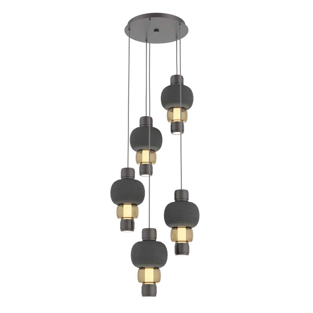 Hammerton Studio Torno Mandrel Multi-Pendant Chandelier Graphite / 5-Piece / Bronze / Charcoal Ceramic