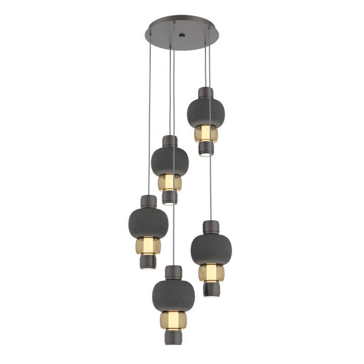 Hammerton Studio Torno Mandrel Multi-Pendant Chandelier Graphite / 5-Piece / Bronze / Charcoal Ceramic