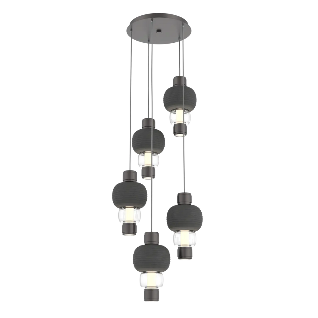Hammerton Studio Torno Mandrel Multi-Pendant Chandelier Graphite / 5-Piece / Clear / Charcoal Ceramic