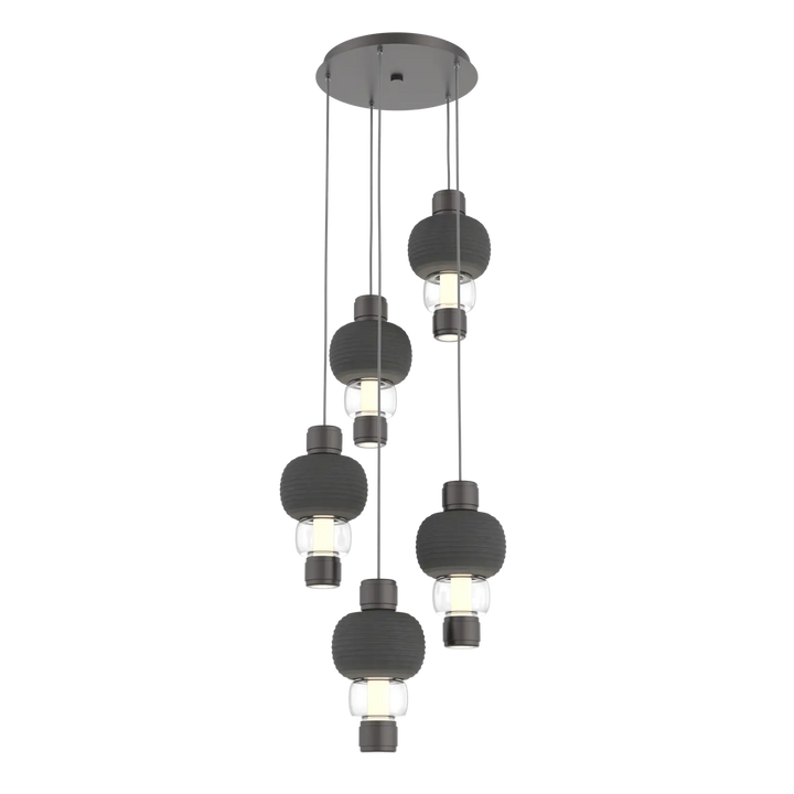 Hammerton Studio Torno Mandrel Multi-Pendant Chandelier Graphite / 5-Piece / Clear / Charcoal Ceramic
