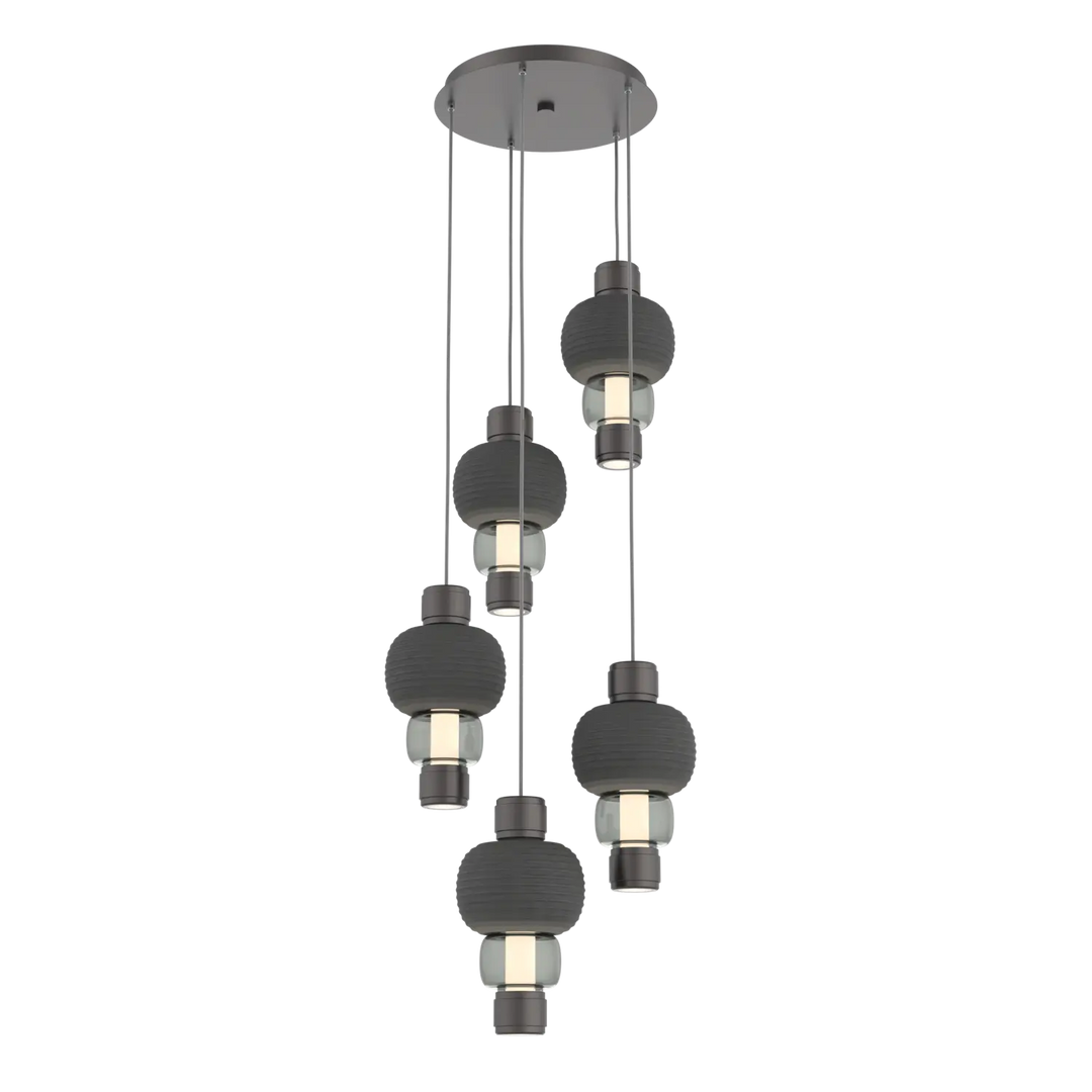 Hammerton Studio Torno Mandrel Multi-Pendant Chandelier Graphite / 5-Piece / Smoke / Charcoal Ceramic