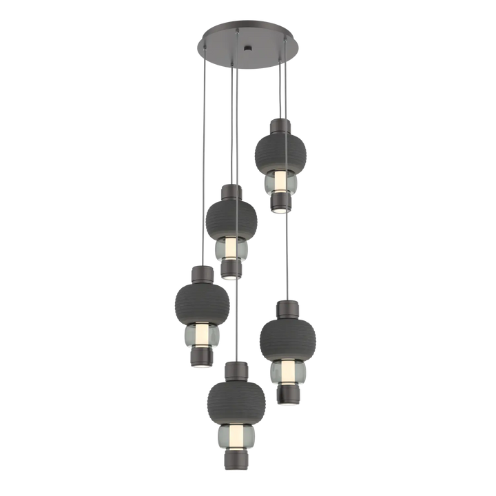 Hammerton Studio Torno Mandrel Multi-Pendant Chandelier Graphite / 5-Piece / Smoke / Charcoal Ceramic