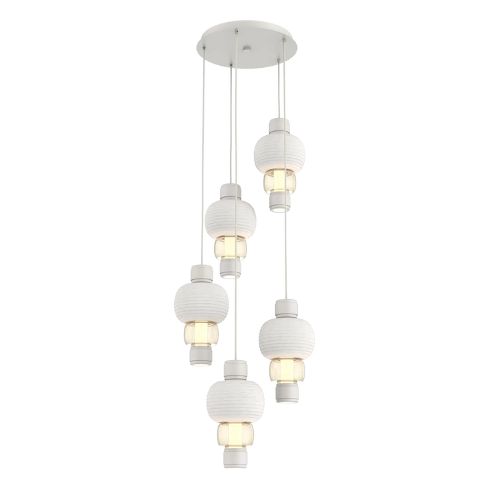Hammerton Studio Torno Mandrel Multi-Pendant Chandelier Salt White / 5-Piece / Amber / Chalk Ceramic