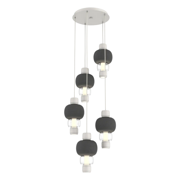 Hammerton Studio Torno Mandrel Multi-Pendant Chandelier Salt White / 5-Piece / Clear / Charcoal Ceramic