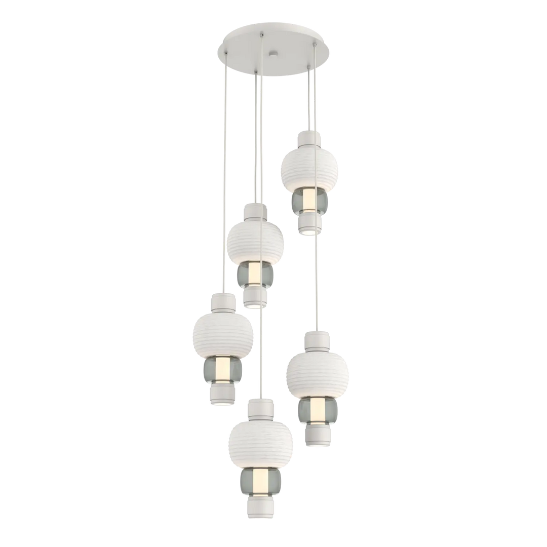 Hammerton Studio Torno Mandrel Multi-Pendant Chandelier Salt White / 5-Piece / Smoke / Chalk Ceramic