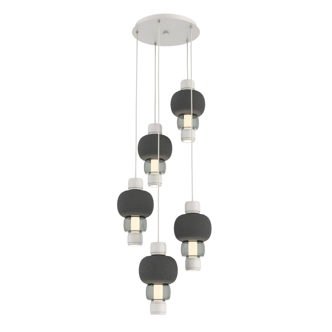 Hammerton Studio Torno Mandrel Multi-Pendant Chandelier Salt White / 5-Piece / Smoke / Charcoal Ceramic