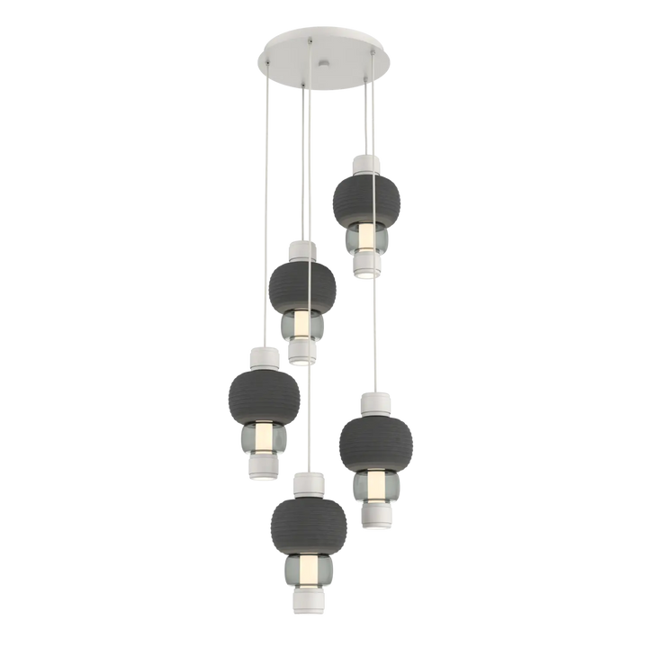 Hammerton Studio Torno Mandrel Multi-Pendant Chandelier Salt White / 5-Piece / Smoke / Charcoal Ceramic