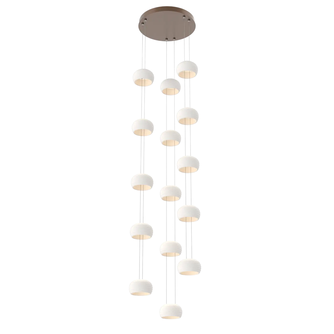 Hammerton Studio Torno Stack Multi-Pendant Chandelier Burnished Bronze / 3-Piece / Chalk Ceramic