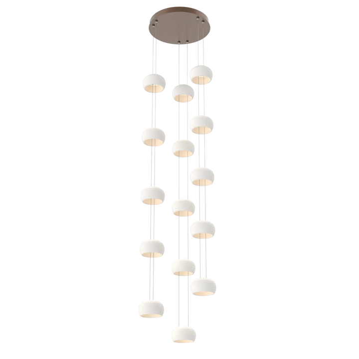 Hammerton Studio Torno Stack Multi-Pendant Chandelier Burnished Bronze / 3-Piece / Chalk Ceramic