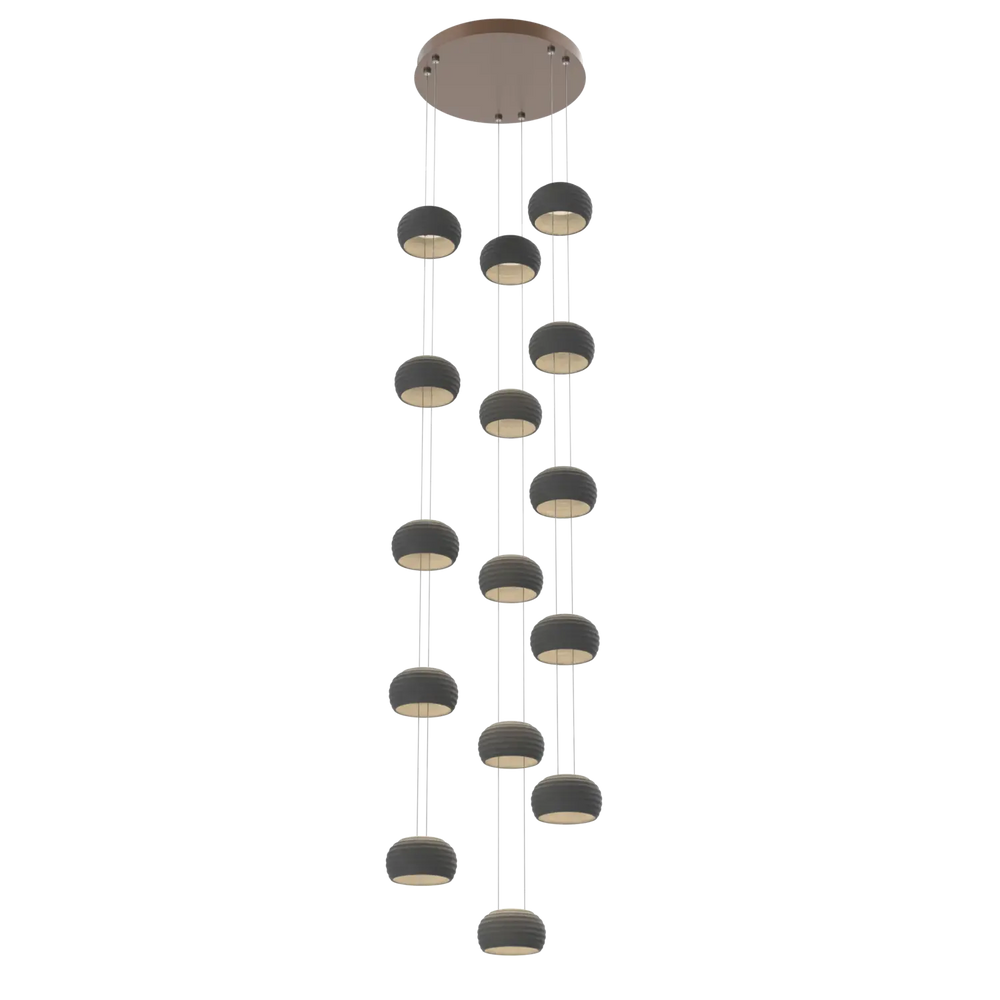 Hammerton Studio Torno Stack Multi-Pendant Chandelier Burnished Bronze / 3-Piece / Charcoal Ceramic