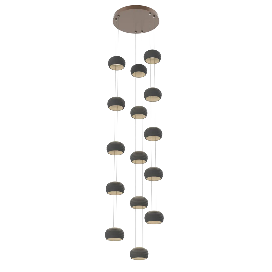 Hammerton Studio Torno Stack Multi-Pendant Chandelier Burnished Bronze / 3-Piece / Charcoal Ceramic