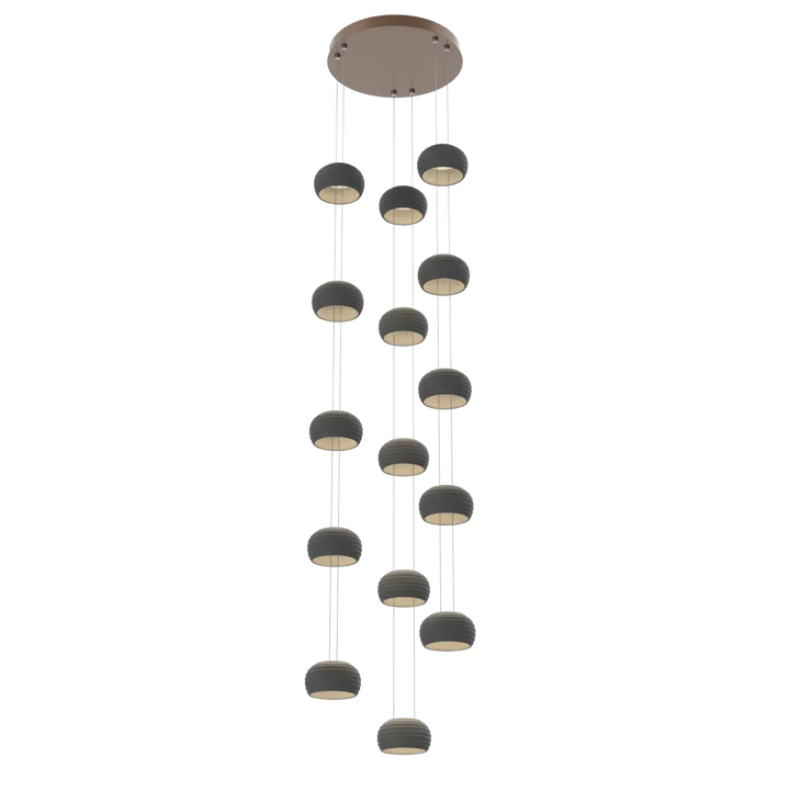 Hammerton Studio Torno Stack Multi-Pendant Chandelier Burnished Bronze / 3-Piece / Charcoal Ceramic