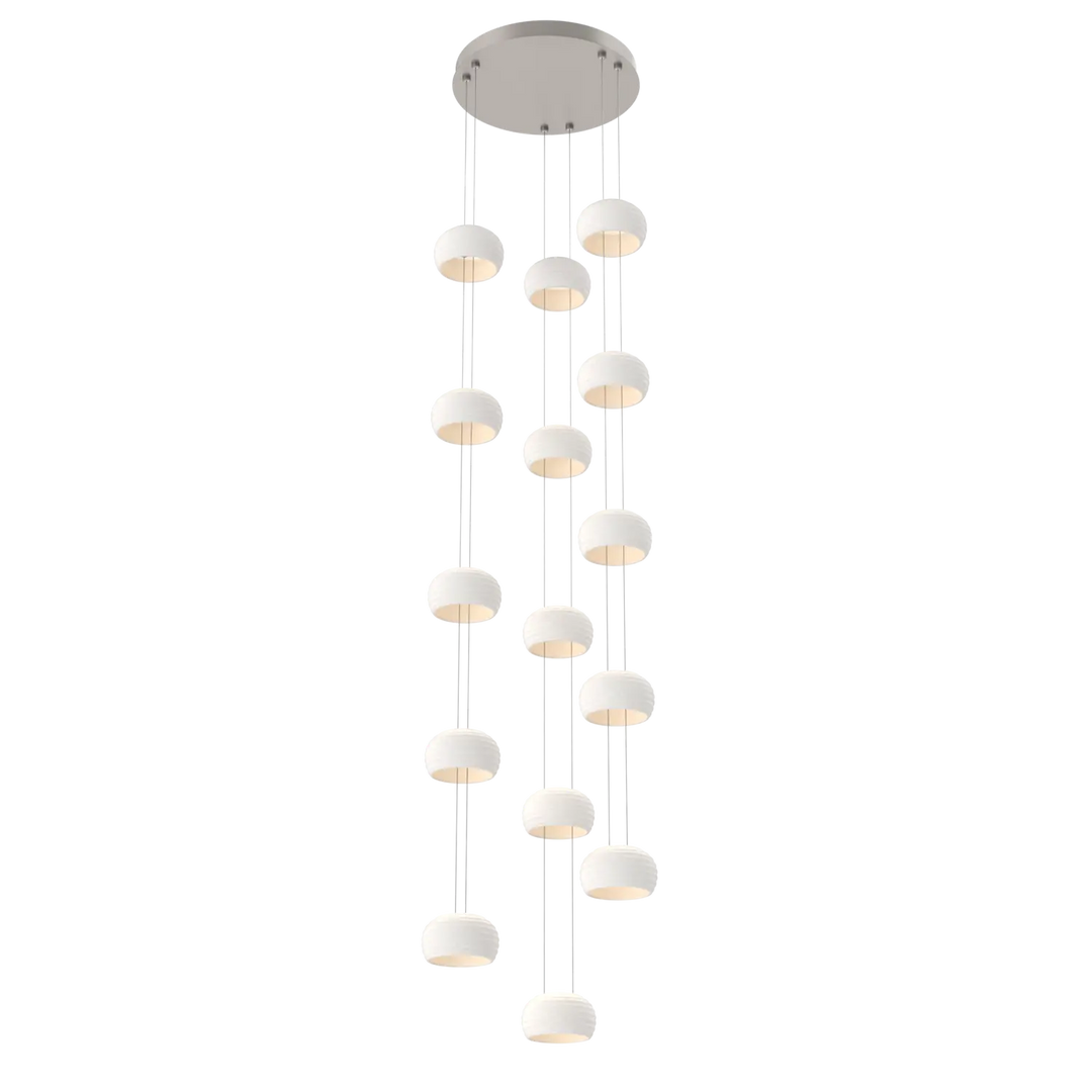 Hammerton Studio Torno Stack Multi-Pendant Chandelier Beige Silver / 3-Piece / Chalk Ceramic