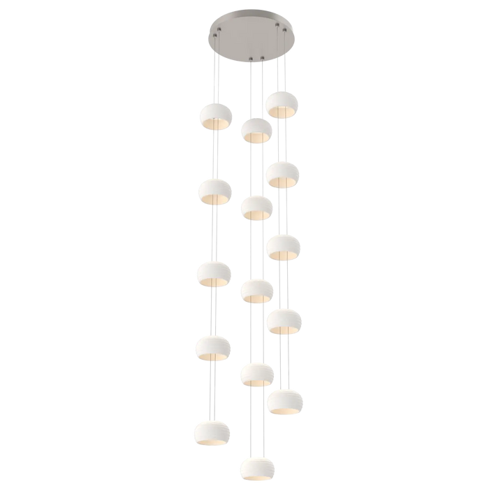 Hammerton Studio Torno Stack Multi-Pendant Chandelier Beige Silver / 3-Piece / Chalk Ceramic