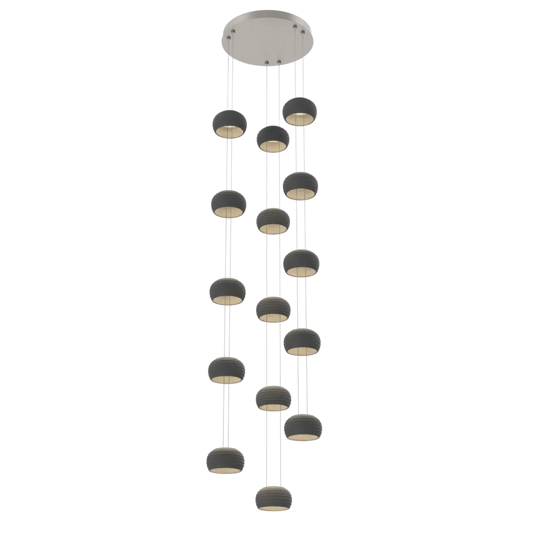 Hammerton Studio Torno Stack Multi-Pendant Chandelier Beige Silver / 3-Piece / Charcoal Ceramic