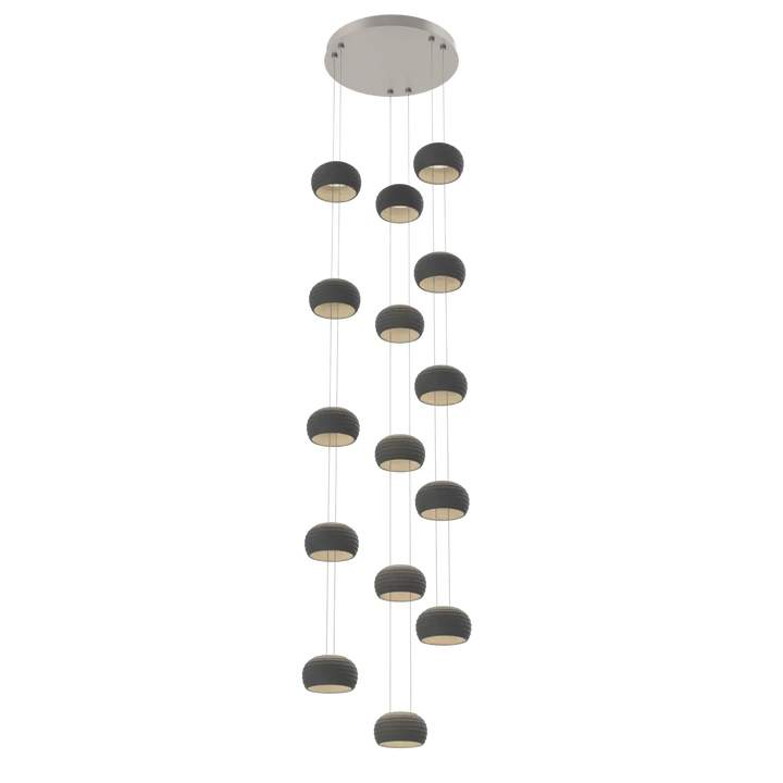 Hammerton Studio Torno Stack Multi-Pendant Chandelier Beige Silver / 3-Piece / Charcoal Ceramic