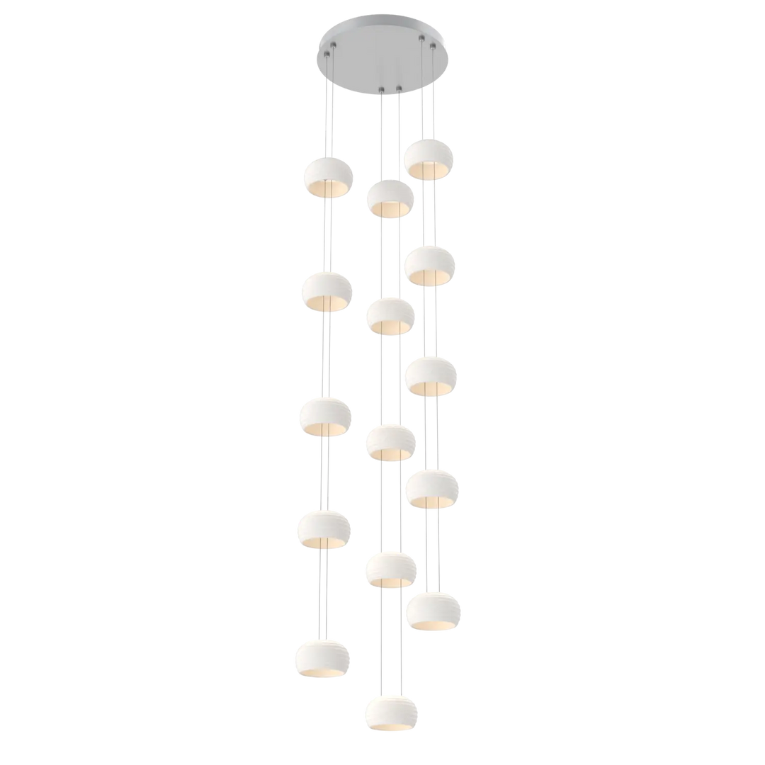 Hammerton Studio Torno Stack Multi-Pendant Chandelier Classic Silver / 3-Piece / Chalk Ceramic
