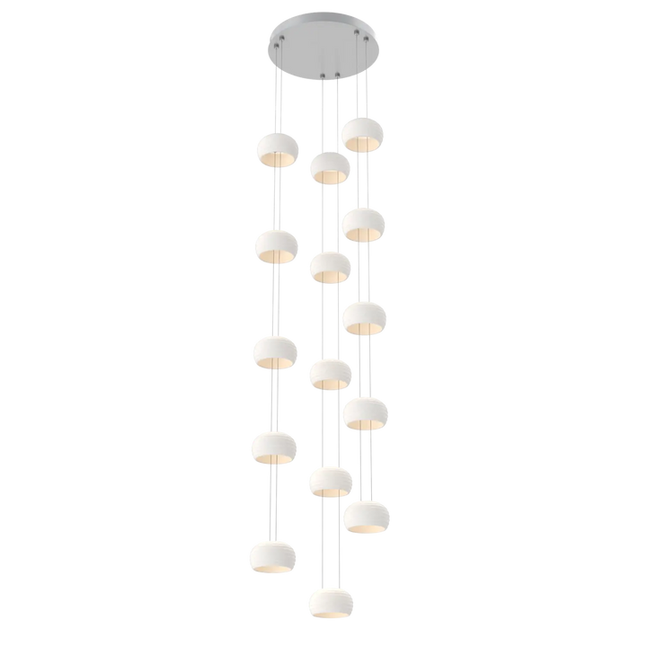 Hammerton Studio Torno Stack Multi-Pendant Chandelier Classic Silver / 3-Piece / Chalk Ceramic