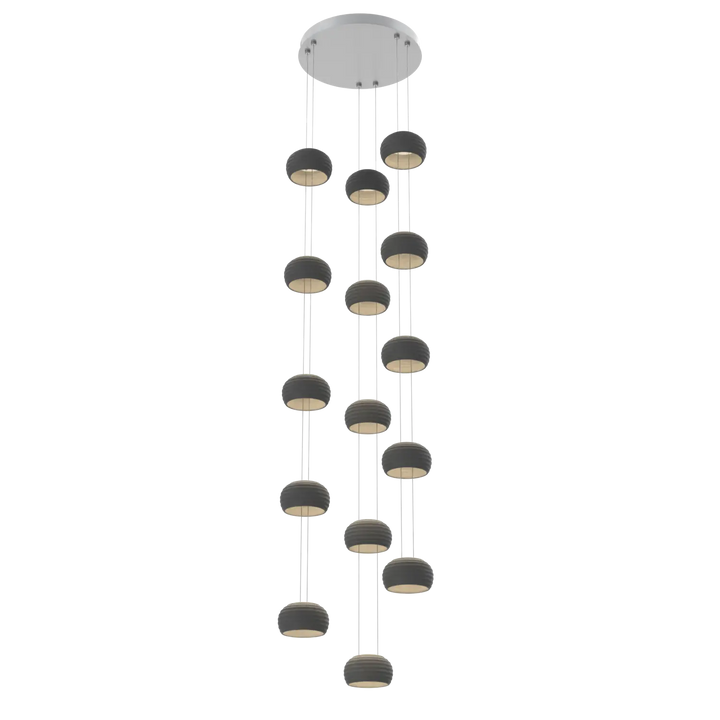 Hammerton Studio Torno Stack Multi-Pendant Chandelier Classic Silver / 3-Piece / Charcoal Ceramic