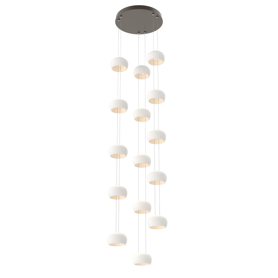 Hammerton Studio Torno Stack Multi-Pendant Chandelier Flat Bronze / 3-Piece / Chalk Ceramic