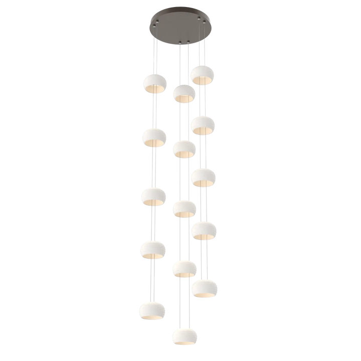 Hammerton Studio Torno Stack Multi-Pendant Chandelier Flat Bronze / 3-Piece / Chalk Ceramic