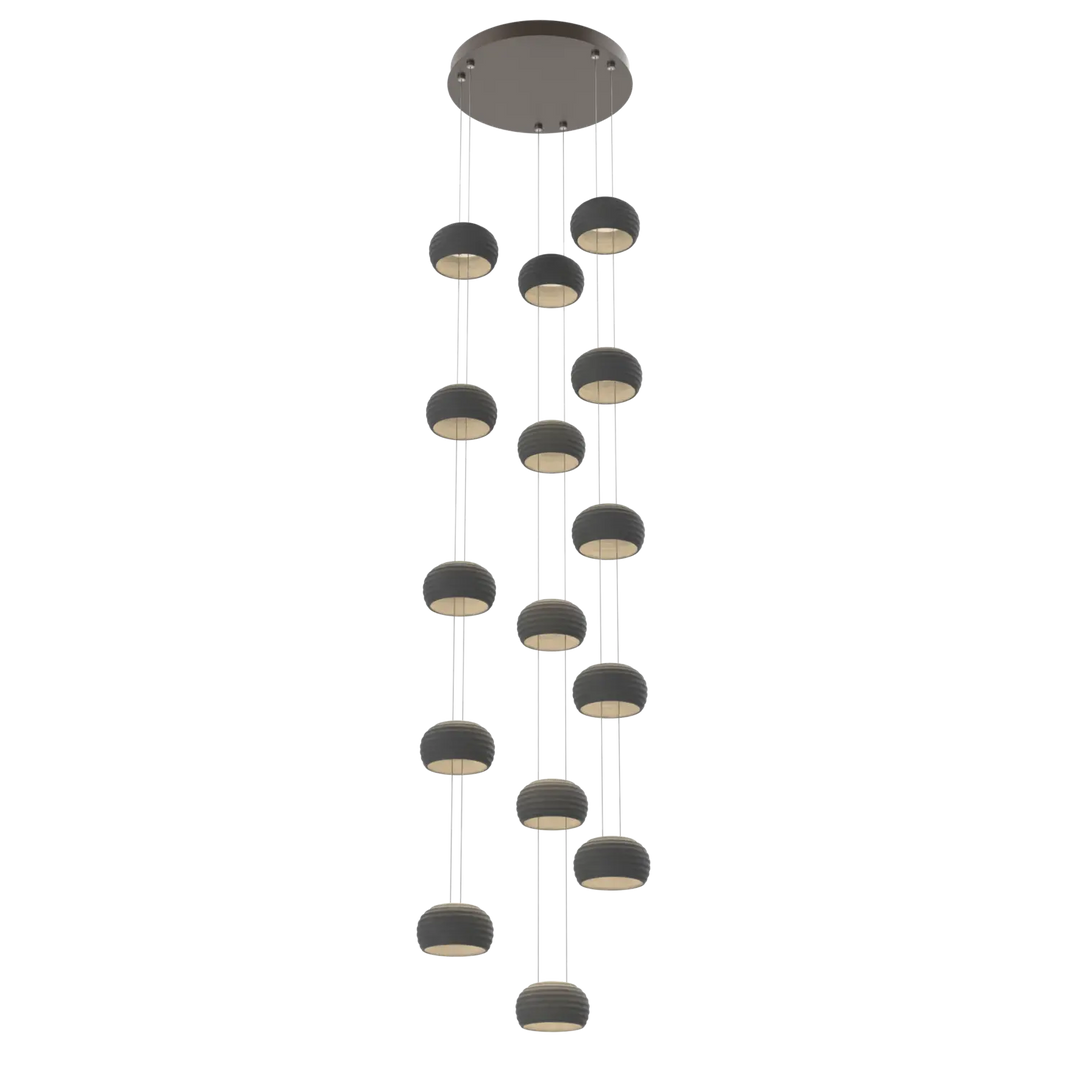Hammerton Studio Torno Stack Multi-Pendant Chandelier Flat Bronze / 3-Piece / Charcoal Ceramic