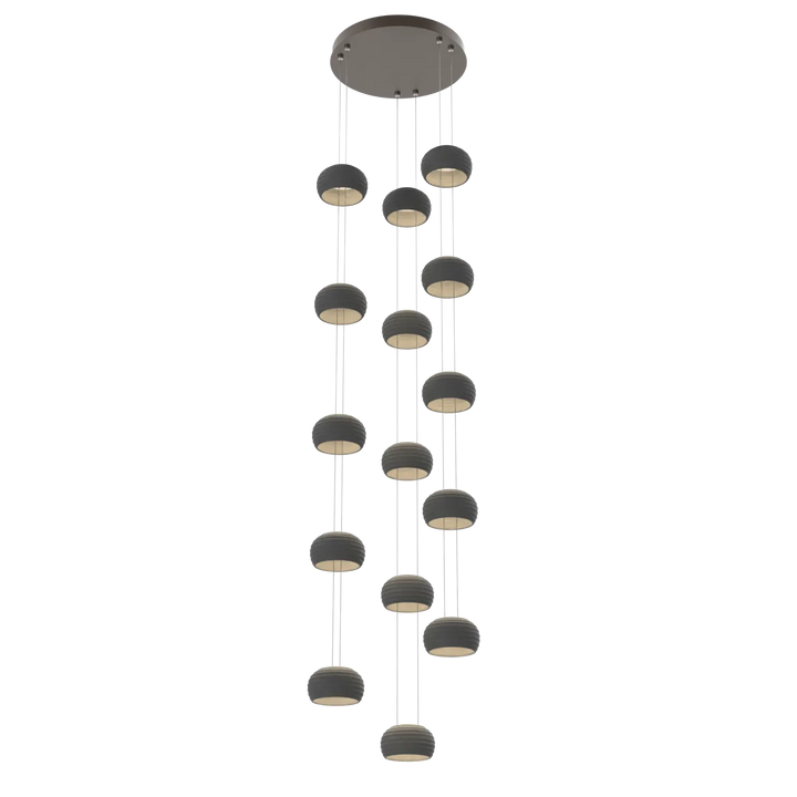 Hammerton Studio Torno Stack Multi-Pendant Chandelier Flat Bronze / 3-Piece / Charcoal Ceramic