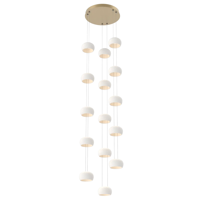 Hammerton Studio Torno Stack Multi-Pendant Chandelier Gilded Brass / 3-Piece / Chalk Ceramic