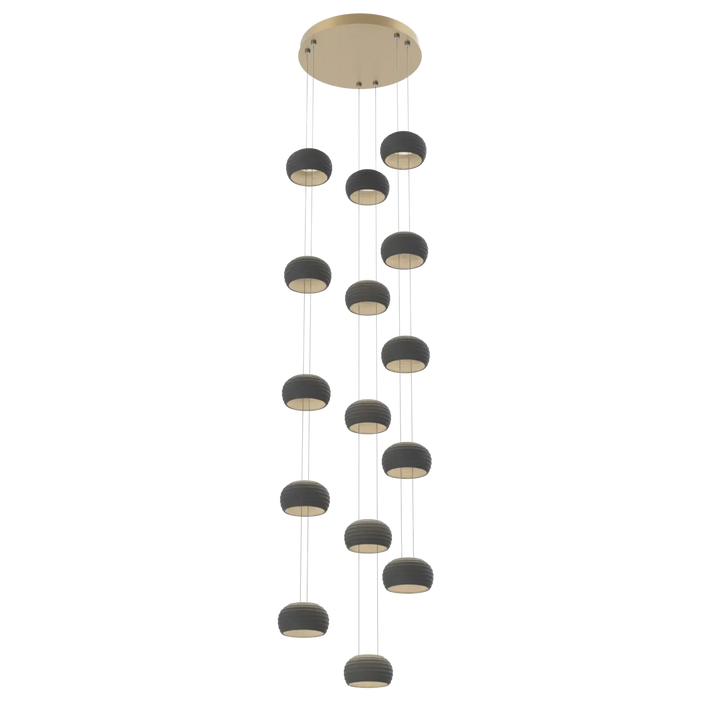 Hammerton Studio Torno Stack Multi-Pendant Chandelier Gilded Brass / 3-Piece / Charcoal Ceramic