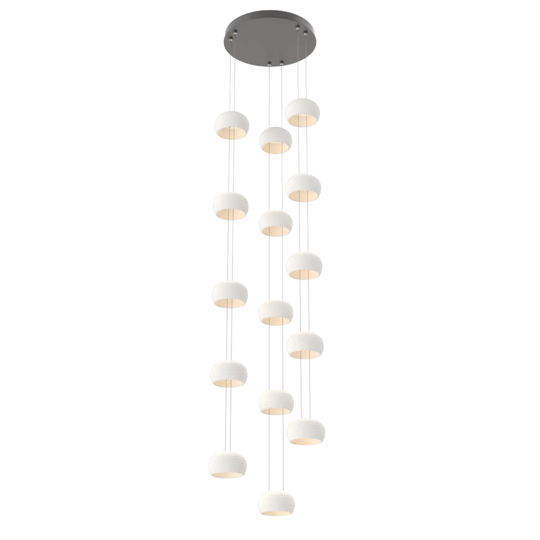 Hammerton Studio Torno Stack Multi-Pendant Chandelier Graphite / 3-Piece / Chalk Ceramic