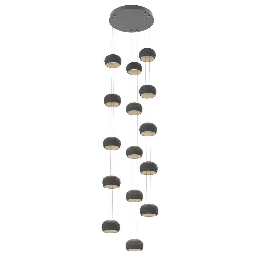 Hammerton Studio Torno Stack Multi-Pendant Chandelier Graphite / 3-Piece / Charcoal Ceramic