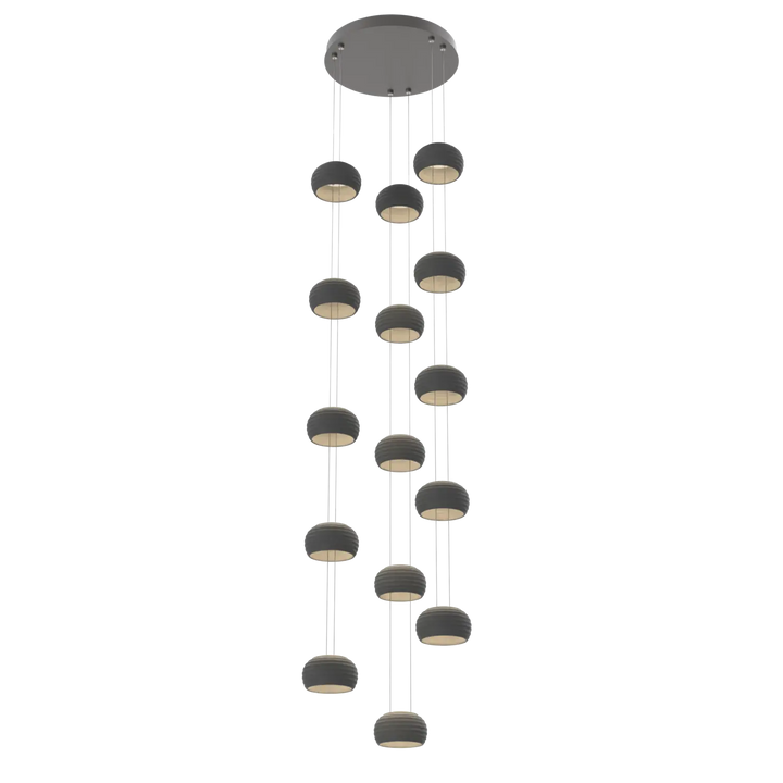 Hammerton Studio Torno Stack Multi-Pendant Chandelier Graphite / 3-Piece / Charcoal Ceramic