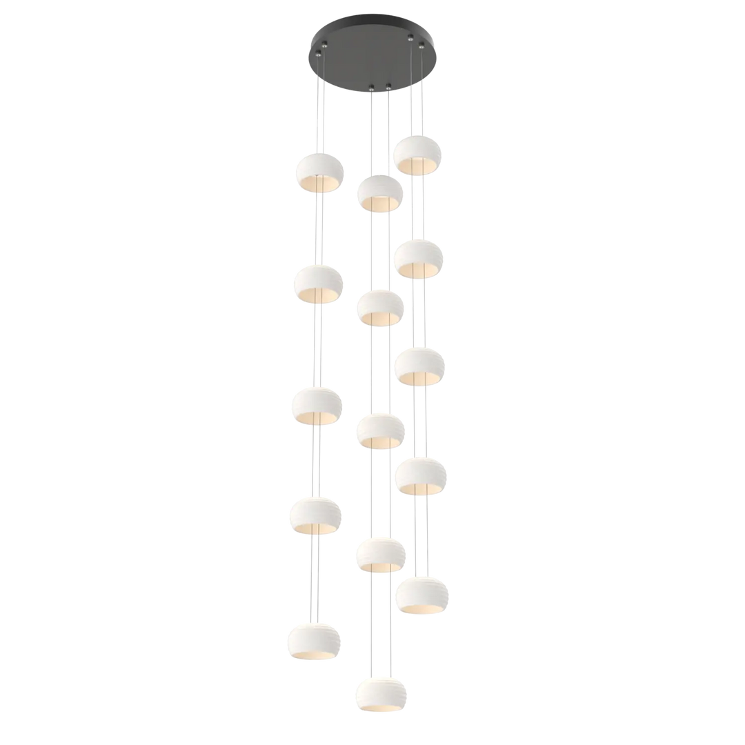 Hammerton Studio Torno Stack Multi-Pendant Chandelier Matte Black / 3-Piece / Chalk Ceramic