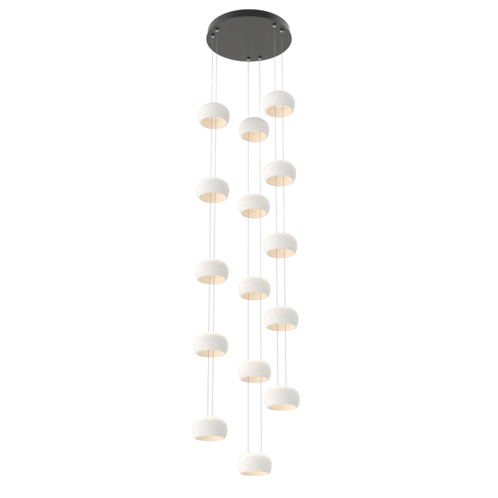 Hammerton Studio Torno Stack Multi-Pendant Chandelier Matte Black / 3-Piece / Chalk Ceramic